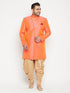 Vastramay Men's Plus Size Orange Slim Fit Sherwani Only Top
